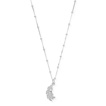 Chlobo Bobble Chain Heart In Feather Necklace In Metallic
