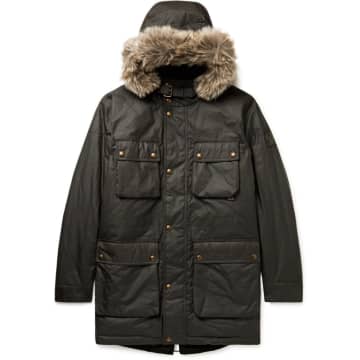 Belstaff Waxed Pathmaster Parka Faded Olive In Green