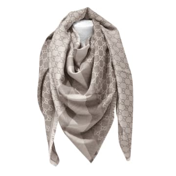Gucci Ssima Scarf Made Of Soft Wool And Silk In Beige