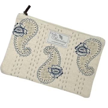 Pale & Interesting Scalloped Paisley Kantha Anything Bag In Canvas In Natural/natural