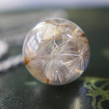 Botanic Isles Dandelion Seed Resin Sphere Silver Necklace In Metallic