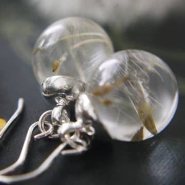 Botanic Isles Dandelion Seed Resin Sphere Silver Earrings In Metallic