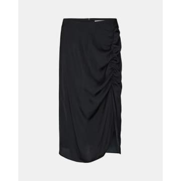 Sofie Schnoor Satin Ruched Midi Skirt In Black