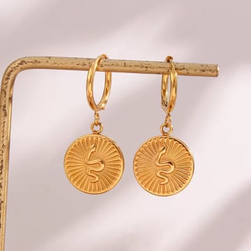 Bonbon Gold Snake Coin Earrings