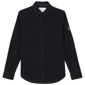 Calvin Klein Monogram Logo Badge Corduroy Overshirt In Black