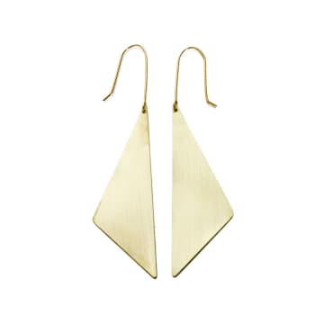 Just Trade Geometric Brass Offset Triangle Earrings