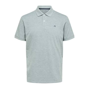 Selected Homme Chinese Gray Polo Shirt With Black Embroidery