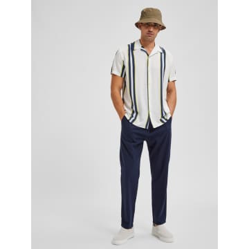 Selected Homme Marine Blue Relaxed Linen Pants