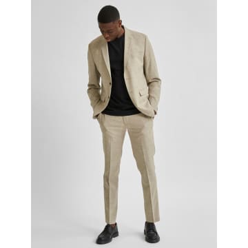 Selected Homme Sand Linen Costume Pants In Neutrals