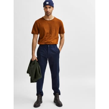 Shop Selected Homme Marine Right Chino Pants In Blue