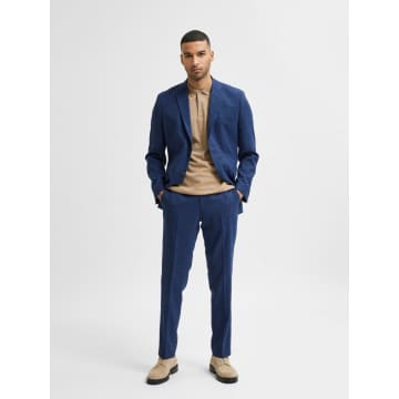 Selected Homme Blue Linen Suit Pants