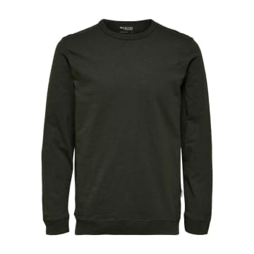 Selected Homme Khaki Green T-shirt With Long Sleeves In Neutrals