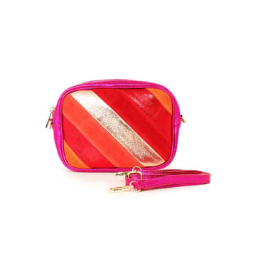 Miss Shorthair Ltd Red Leather And Suede Striped Crossbody Bag