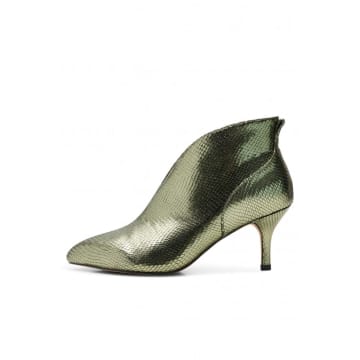 Shoe The Bear Valentine Snake Boot In Silver Olive In Metallic