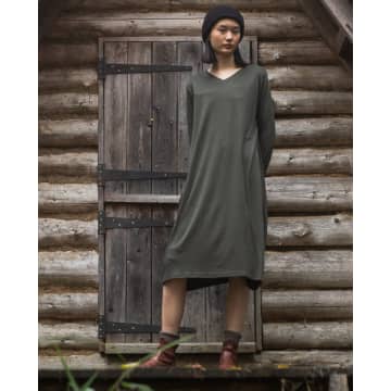 Beaumont Organic Aw23 Myrtle Organic Cotton Jersey Dress In Rosin Green