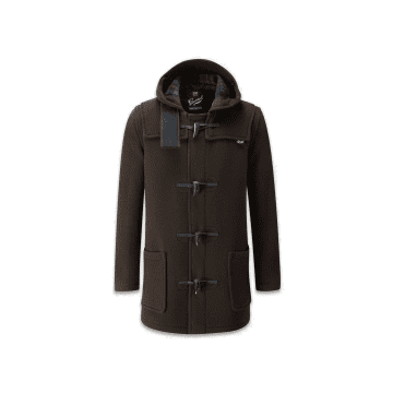 Gloverall Mid Length Duffle Coat Brown Tartan