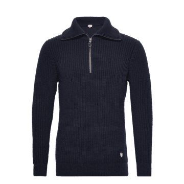Armor-lux Zip Neck Sweater In Blue