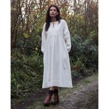 Beaumont Organic Aw23 Maple Cotton Linen Dress In Off White