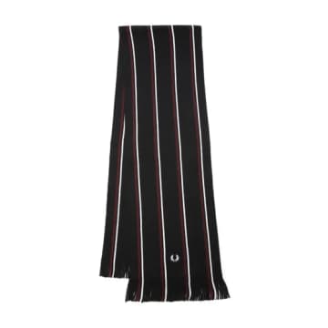 Fred Perry Striped Raschel Scarf In Black