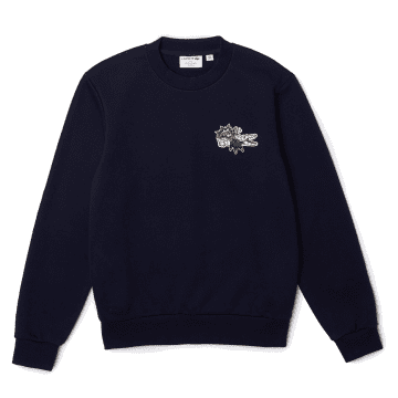 Lacoste Holiday Sweatshirt Organic Cotton Logo Dark Navy In Blue