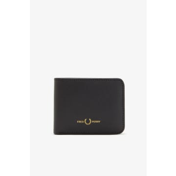 Fred Perry Burnished Leather Bifold Wallet In Black