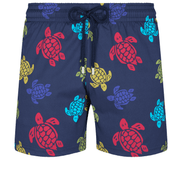 Shop Vilebrequin Moorise Stretch Swim Shorts Ronde Des Tortues Navy In Blue