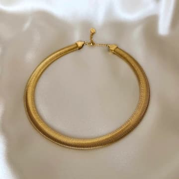 Anisa Sojka Flat Snake Necklace In Gold