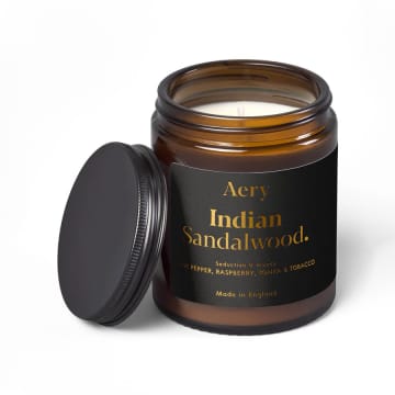 Aery Indian Sandalwood Jar Candle In Black