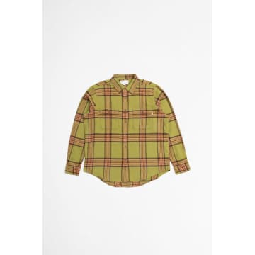 Adsum Classic Plaid Workshirt Olive Base In Green