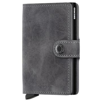 Secrid Mini Leather Wallet In Grey