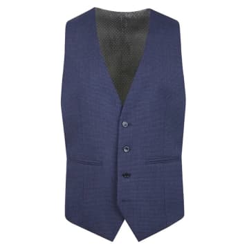 Torre Micro Houndstooth Suit Waistcoat In Blue