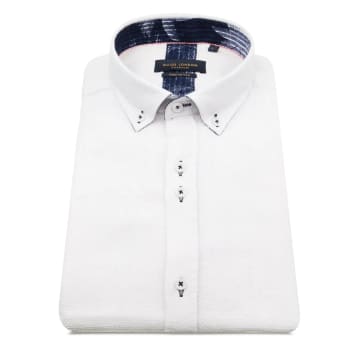 Guide London Textured Short-sleeved Shirt In White