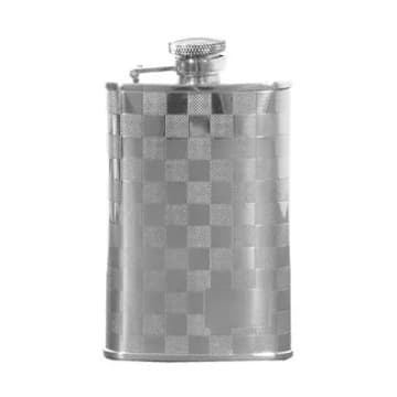 Dalaco Silver Chequered Design Hip Flask In Metallic