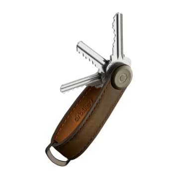 Orbitkey Oak Brown Crazy Horse Leather With Brown Stitching Key Organiser