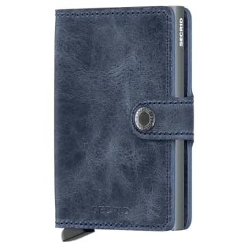 Secrid Mini Leather Wallet In Blue