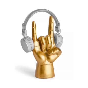 Iron And Glory Rock On Headphone & Accessory Stand In Gold