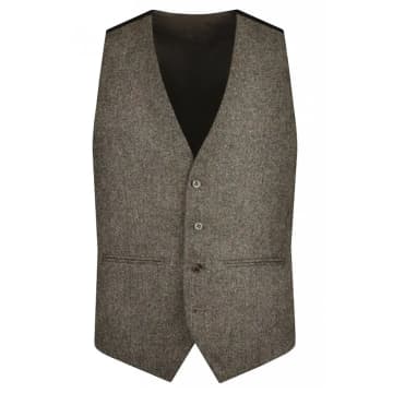 Torre Donegal Tweed Suit Waistcoat In Brown