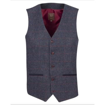 Fratelli Over Check Suit Waistcoat In Blue