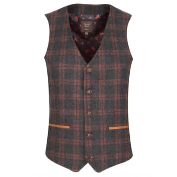 Fratelli Over Check Waistcoat In Grey