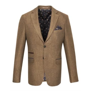 Fratelli Tweed Herringbone Suit Jacket In Brown