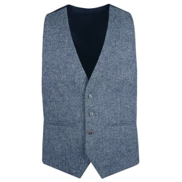 Torre Donegal Tweed Suit Waistcoat In Blue