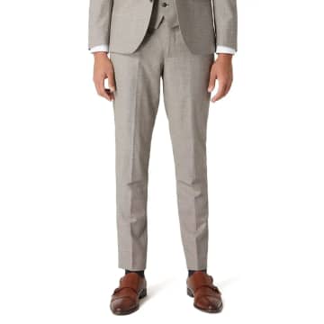 Remus Uomo Mario Micro Houndstooth Suit Trousers In Neturals