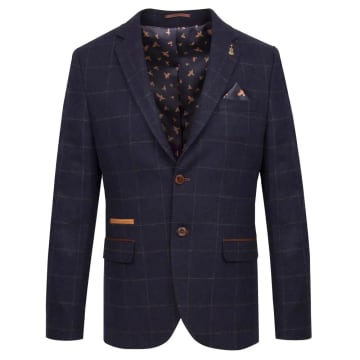 Fratelli Windowpane Check Suit Jacket In Blue