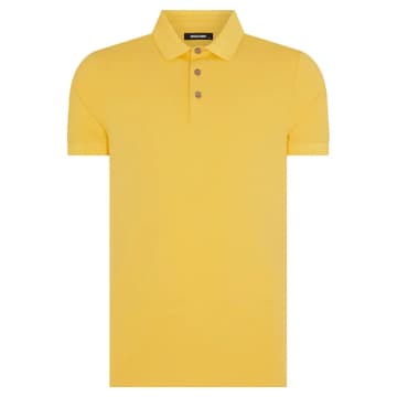 Remus Uomo Textured Collar Polo Shirt In Yellow