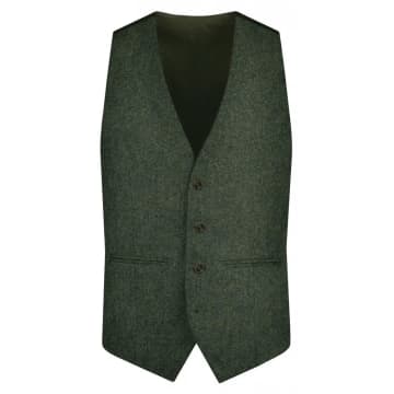 Torre Donegal Tweed Suit Waistcoat In Green