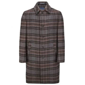 Guide London Checked Wool Blend Overcoat