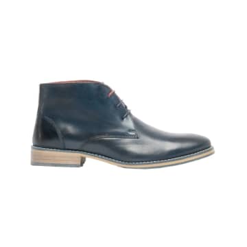 Front Logan Leather Chukka Boots In Blue
