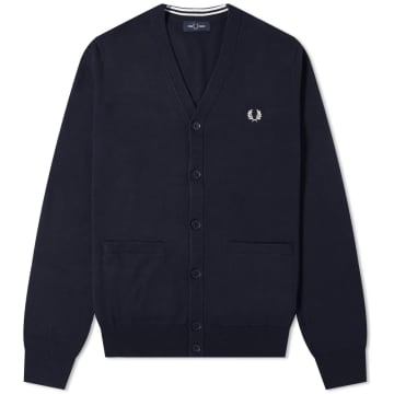 Fred Perry Authentic Merino Cardigan Navy In Blue
