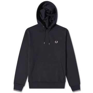 Shop Fred Perry Tipped Hooded Sweatshirt Navy In Blue