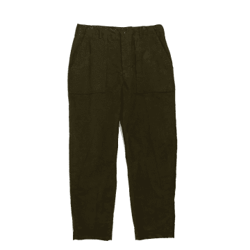 Engineered Garments Fatigue Trousers Olive Cotton Moleskin In Green